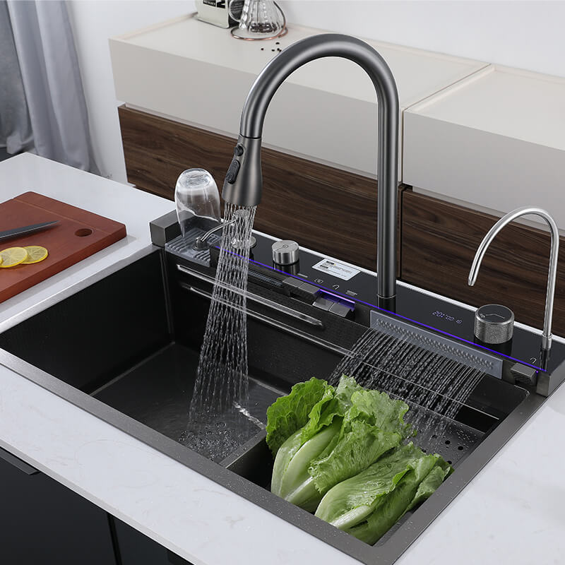 Tesrin YN-K104 Luxury Kitchen Sink with Digital Display and Waterfall Design