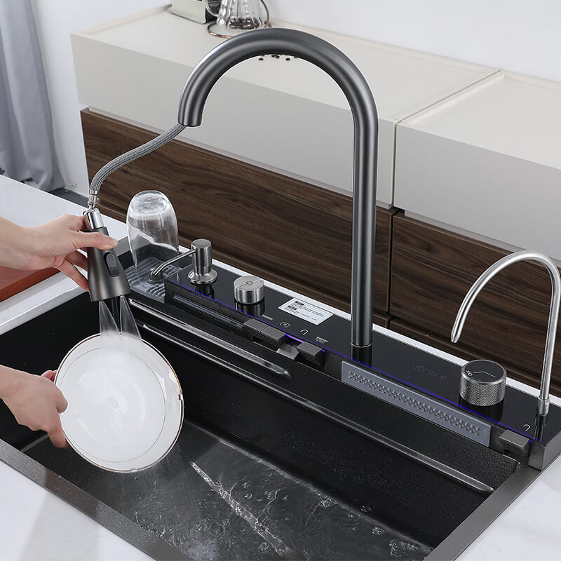 Tesrin YN-K104 Luxury Kitchen Sink with Digital Display and Waterfall Design