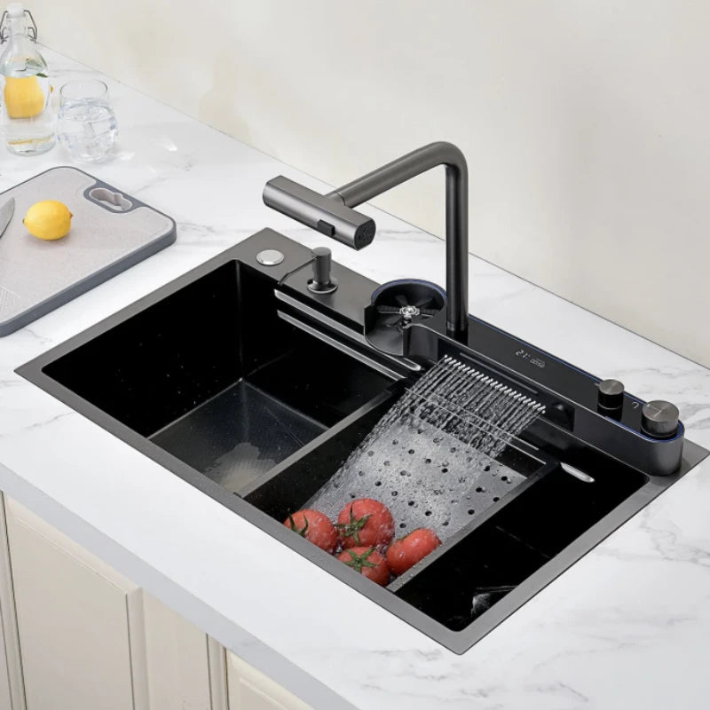 Tesrin YN-K102 Two Outlets Waterfall Faucet Kitchen Sink