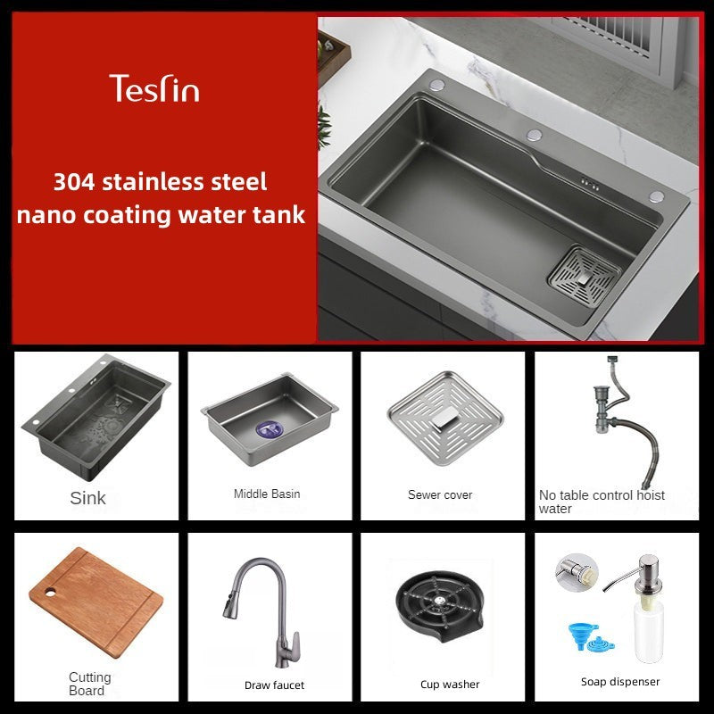 Tesrin YN-K001 Luxury Kitchen Sink with Digital Display and Waterfall Design